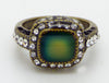 Vintage Rhinestone Square Face Brass Mood Ring - Vintage Lane Jewelry