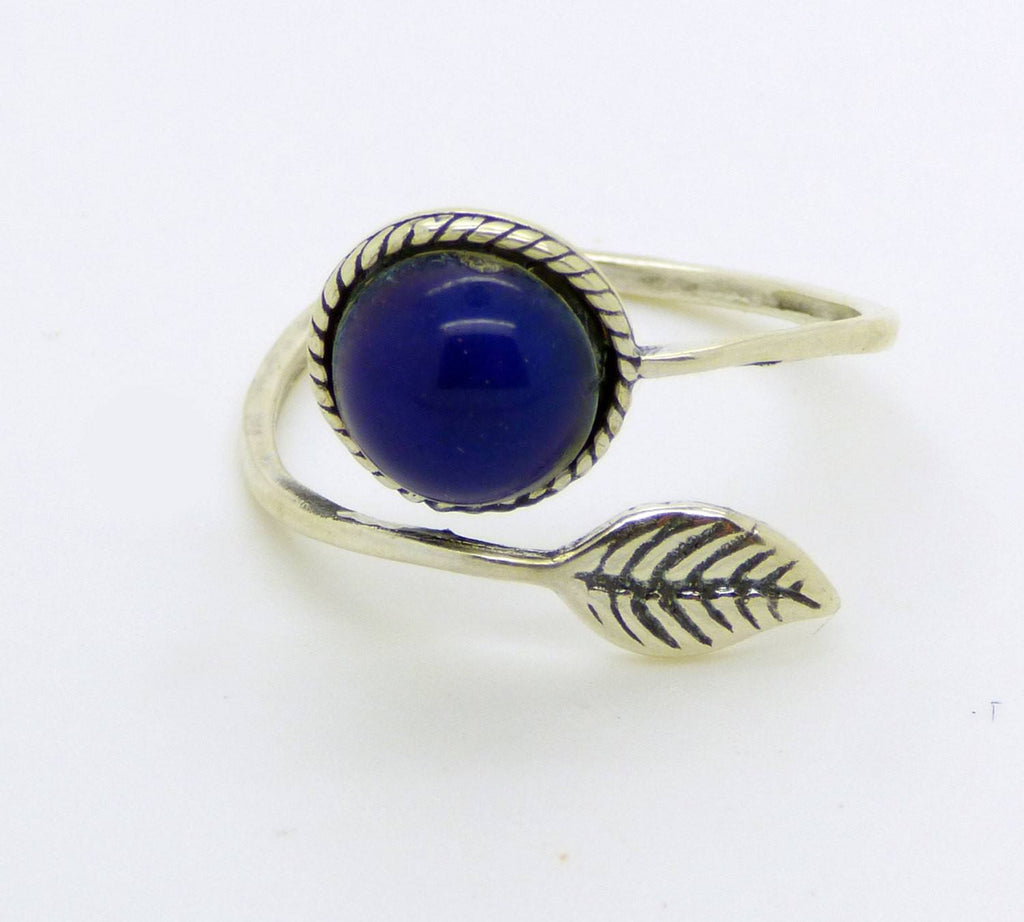 Mood Ring Sterling Silver Filigree Leaf Wrap Setting, adjustable