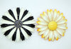Black and White Enamel Flower Pins, Crown Trifari Daisy Pin - Vintage Lane Jewelry