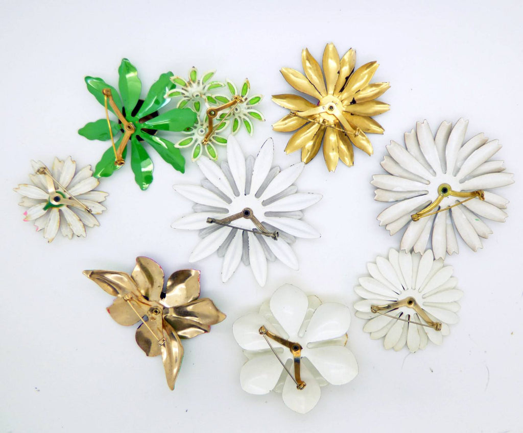 Vintage Enamel Flower Pins, Magnolias, Polka Dots and more.... - Vintage Lane Jewelry