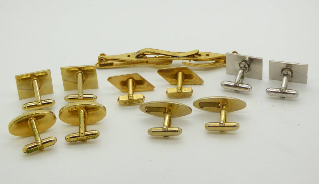 Vintage Signed Anson Cufflink Lot, 5 Pairs, 1 Tie Bar - Vintage Lane Jewelry