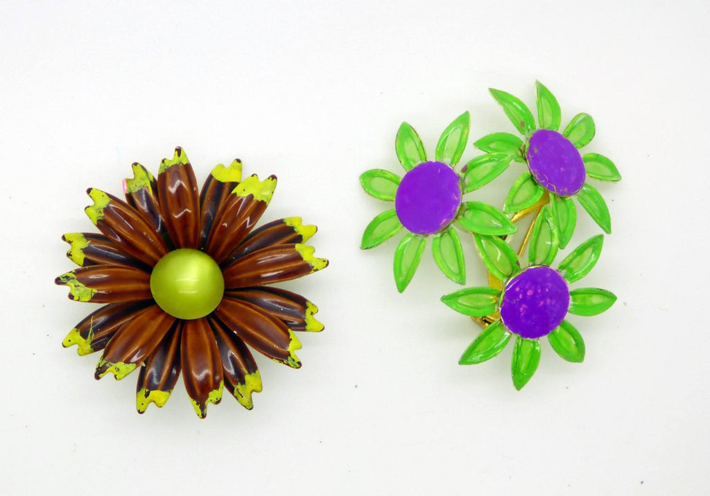 Vintage Enamel Flower Pins, Magnolias, Polka Dots and more.... - Vintage Lane Jewelry