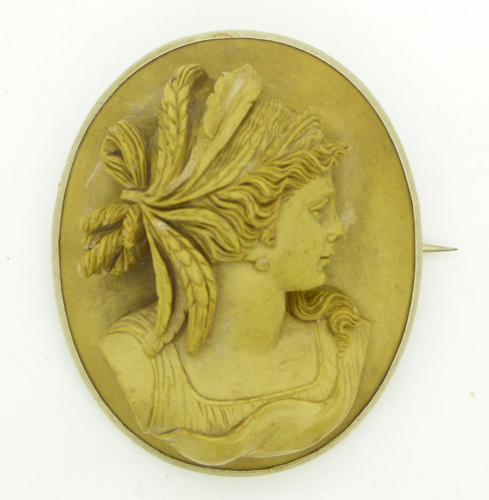 Antique High Relief Lava Cameo, Classical Greek Goddess