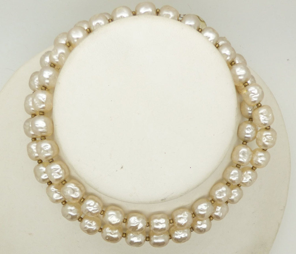 Shimmering Miriam Haskell Glowing Glass pearl Necklace - Vintage Lane Jewelry