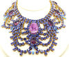 Bijoux M.G. Czech Glass Hyacinth Statement Necklace and Pierced Style Earring Set - Vintage Lane Jewelry