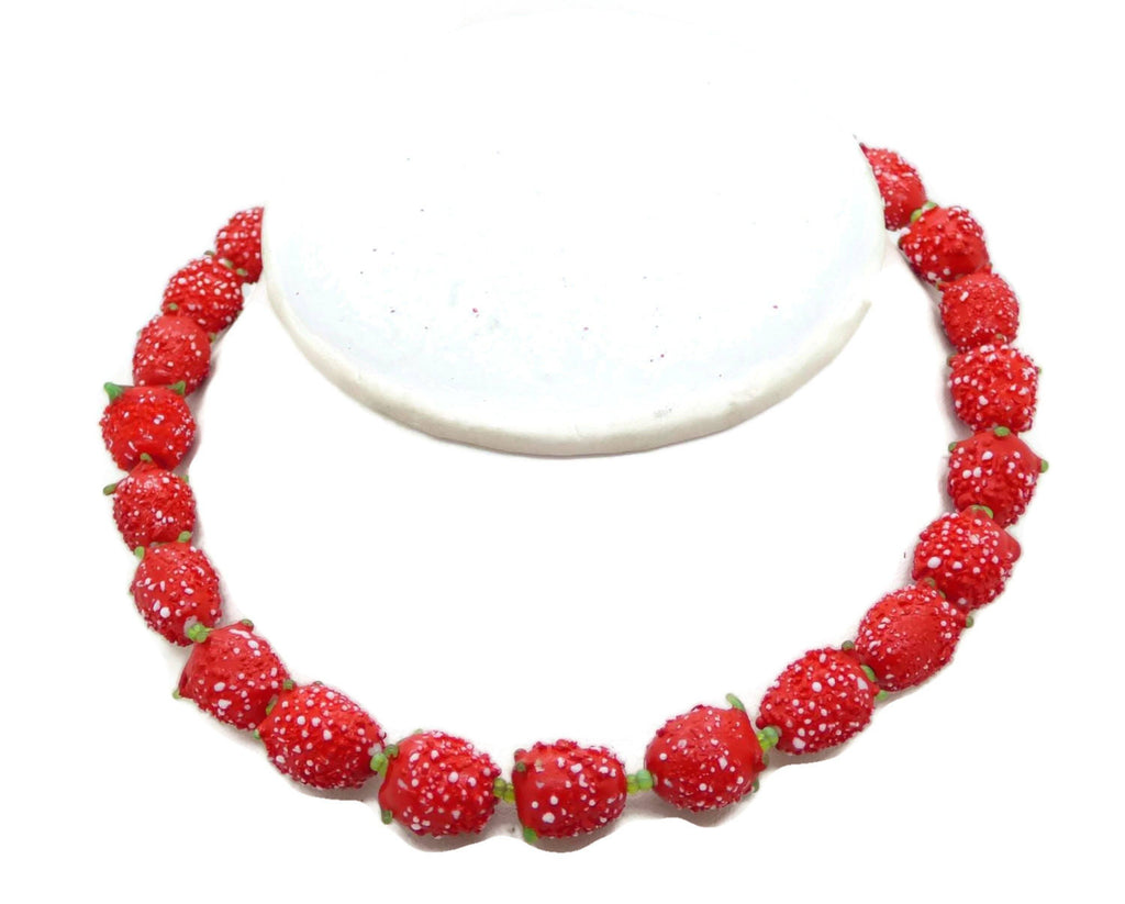 Vintage Miriam Haskell Glass Strawberry Necklace