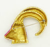 Vintage Richelieu Gold Ram Elk Purple Enamel Rhinestone Brooch Pin - Vintage Lane Jewelry