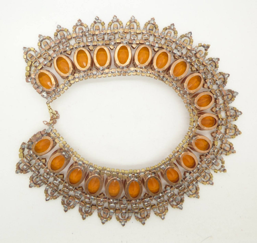 Husar D. Topaz Glass Bib Style Collar Necklace, Statement Necklace - Vintage Lane Jewelry