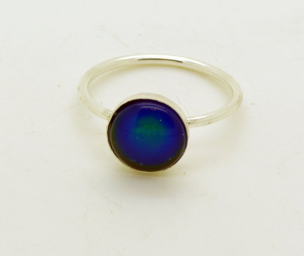 Mood Ring Sterling Silver 8mm Stone Stacking Ring, Size 4.75