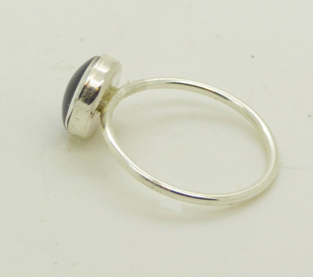 Mood Ring Sterling Silver 8mm Stone Stacking Ring, Size 4.75 - Vintage Lane Jewelry