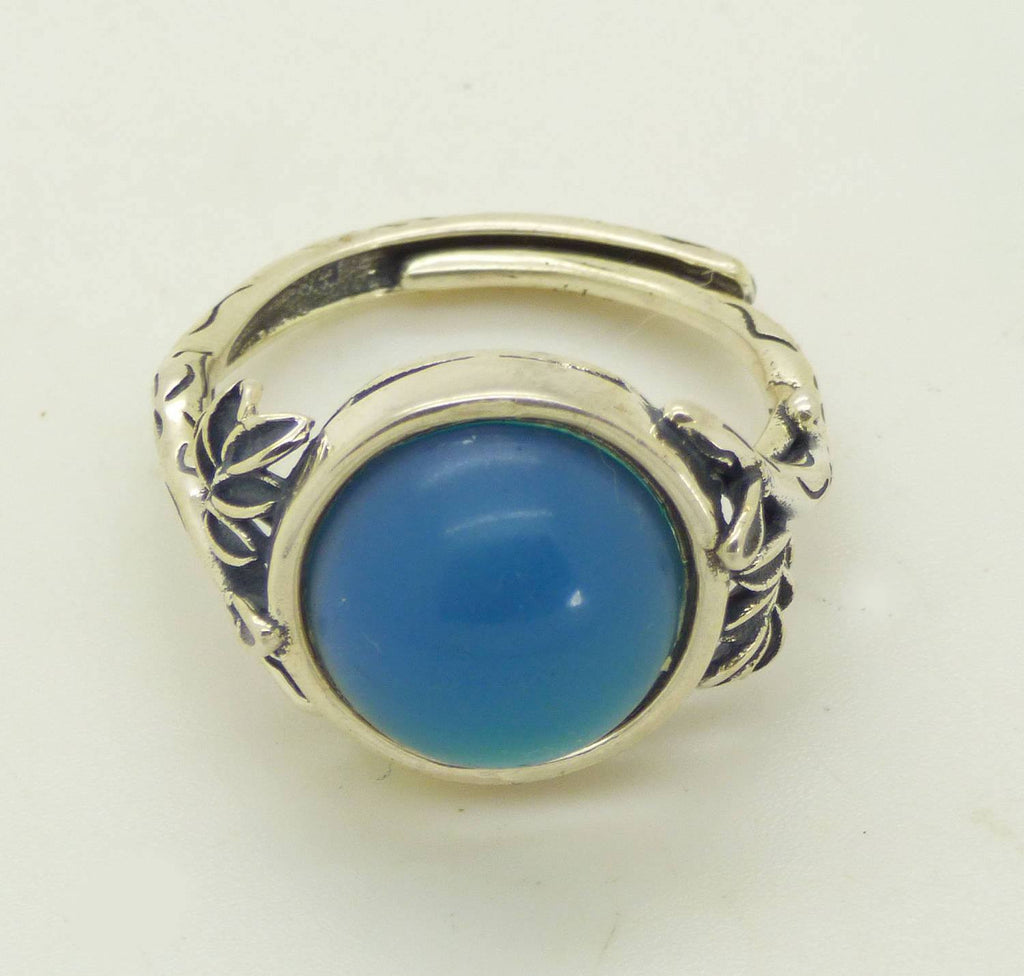Sterling Silver Leaves 12mm Mood Ring, Adjustable