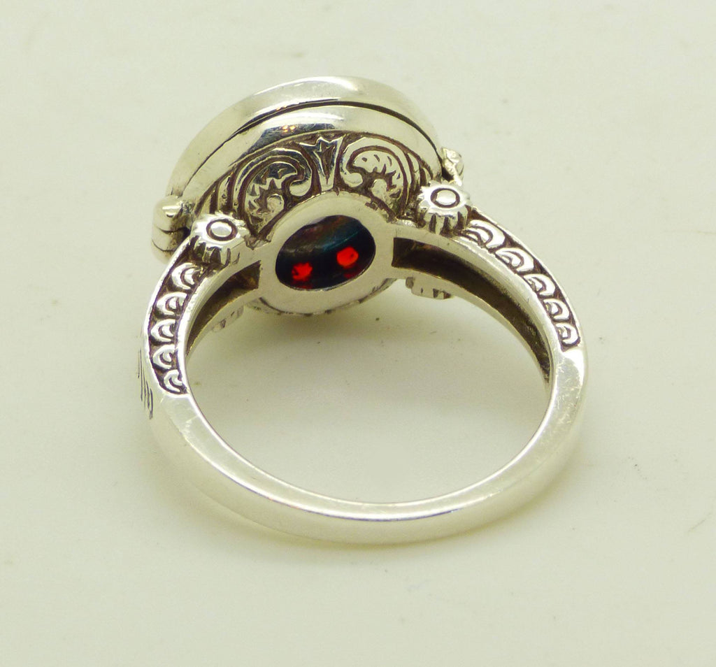 Amethyst and Rubelite Sterling Silver Art Deco Poison Ring, Size 6 - Vintage Lane Jewelry