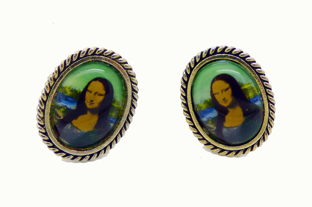 Mona Lisa Glass 3 Dimensional Cufflinks, Cuff Links