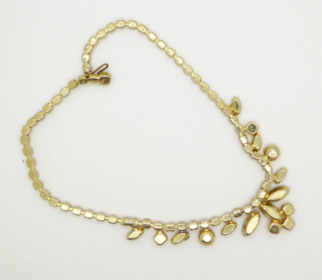 Vintage Saphiret Necklace with Peach Rhinestone - Vintage Lane Jewelry