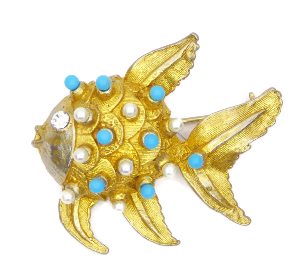 Vintage Hattie Carnegie Gold Tone Fish Brooch