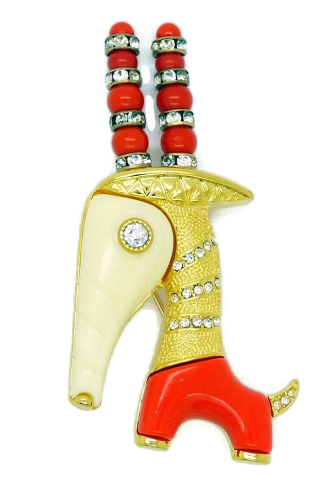 Vintage Hattie Carnegie Lucite Rhinestone Anteater Figural Brooch