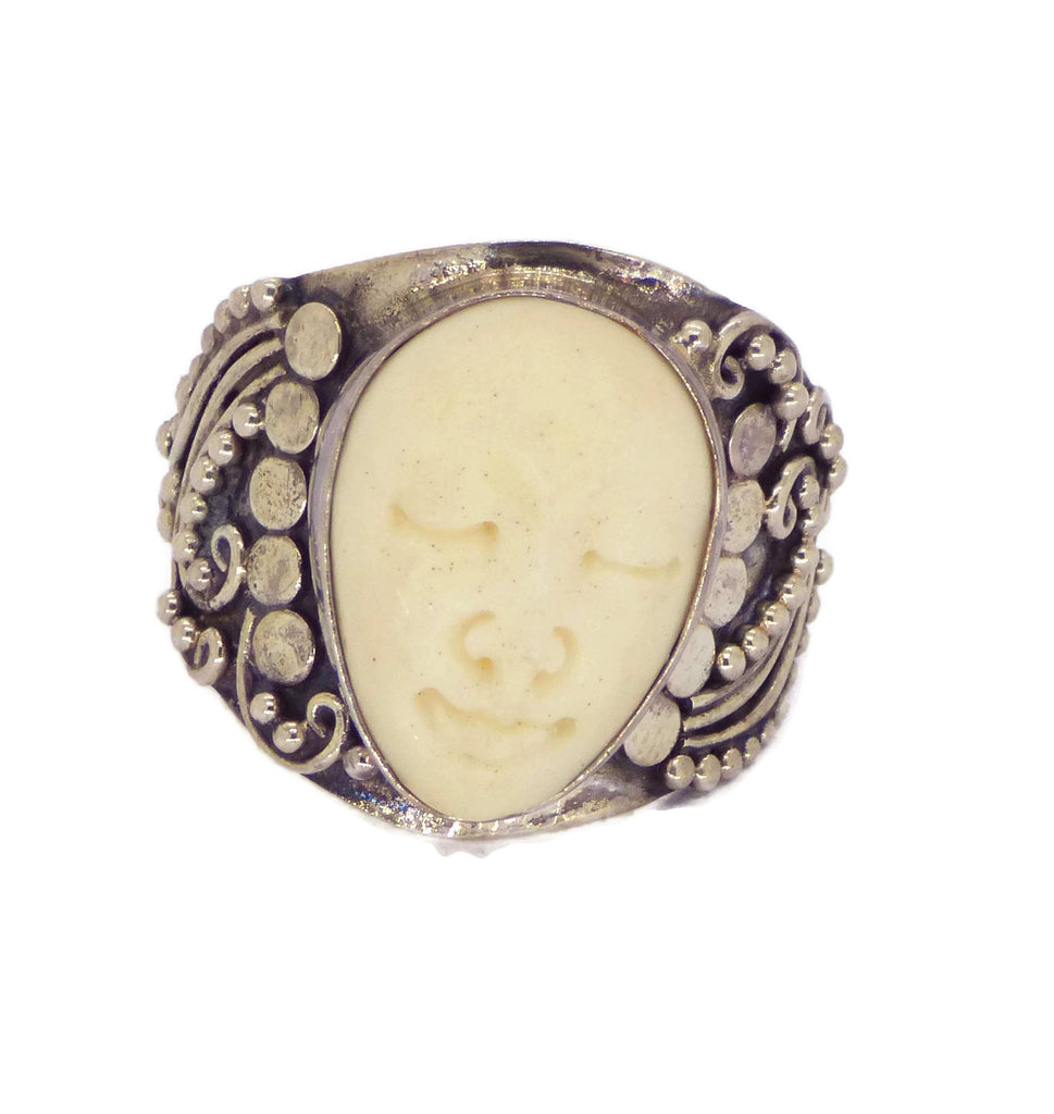 Balinese Bone Sterling Silver Ring, Size 6