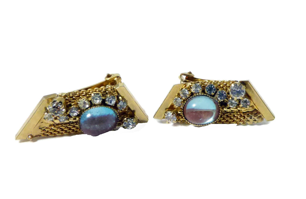 Saphiret Hobe Gold Tone Mesh Clip Earrings