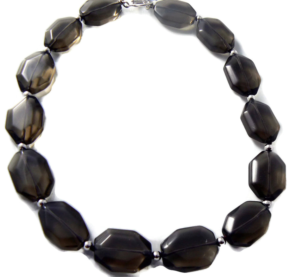 Chunky Glass Smokey Topaz Choker Necklace