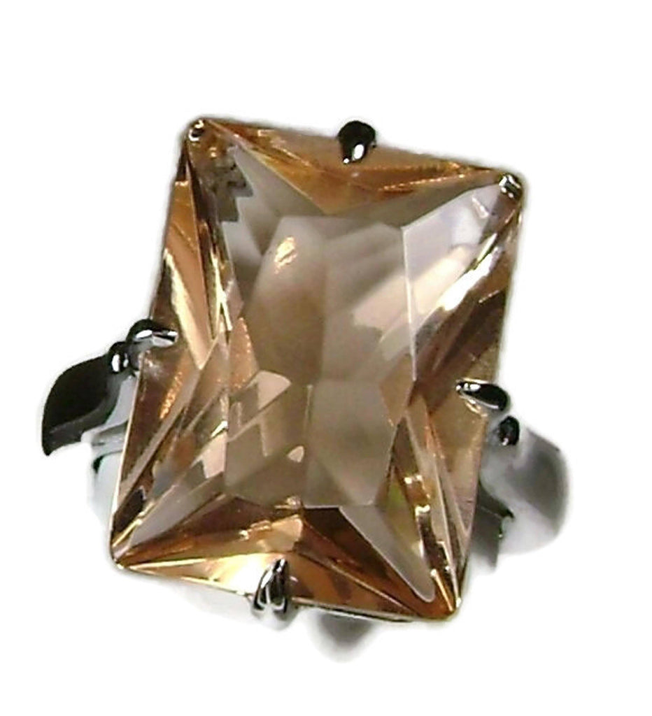 9ct simulated peach morganite gemstone ring