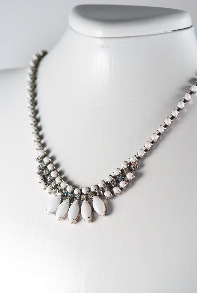 Milk Glass Necklace And Earrings