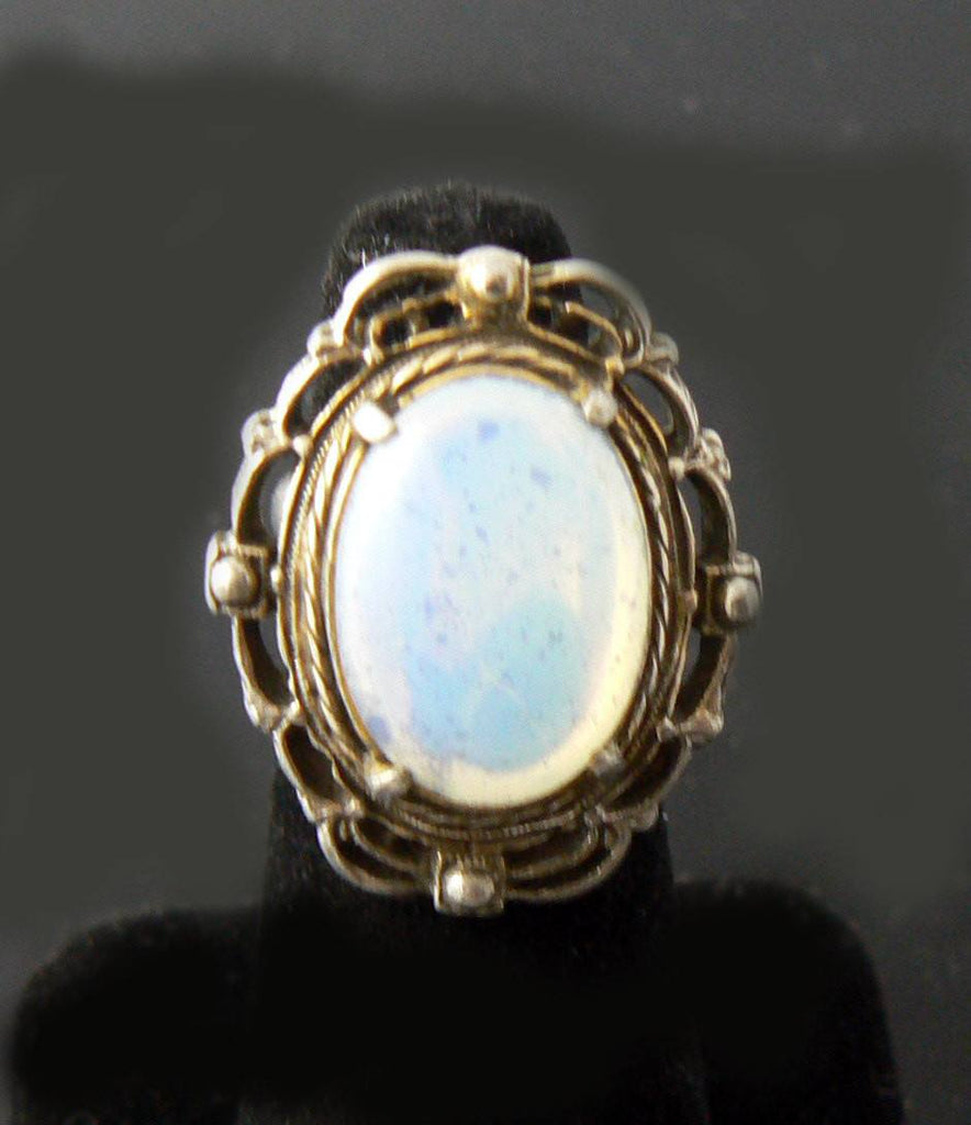 Vintage Bold Opalescent Glass Solitaire Ring
