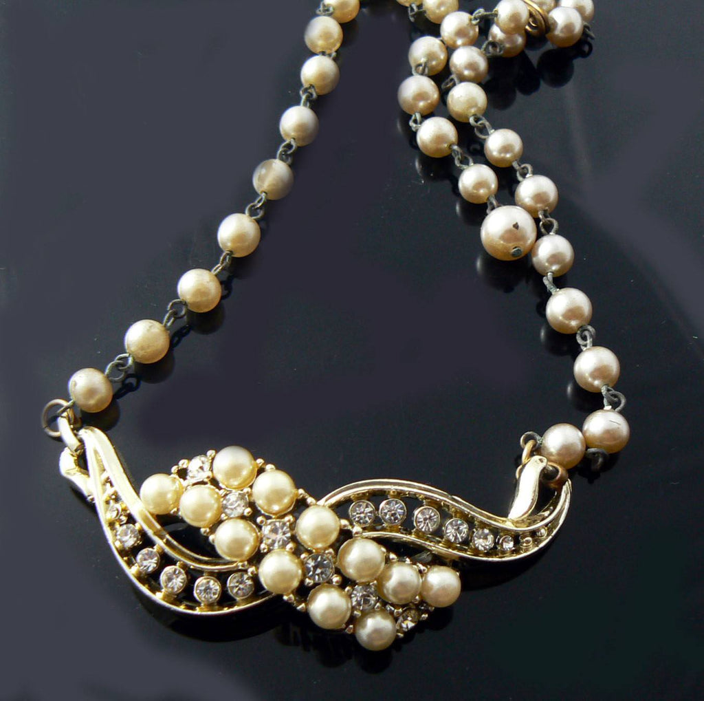 Faux Pearl And Rhinestones
