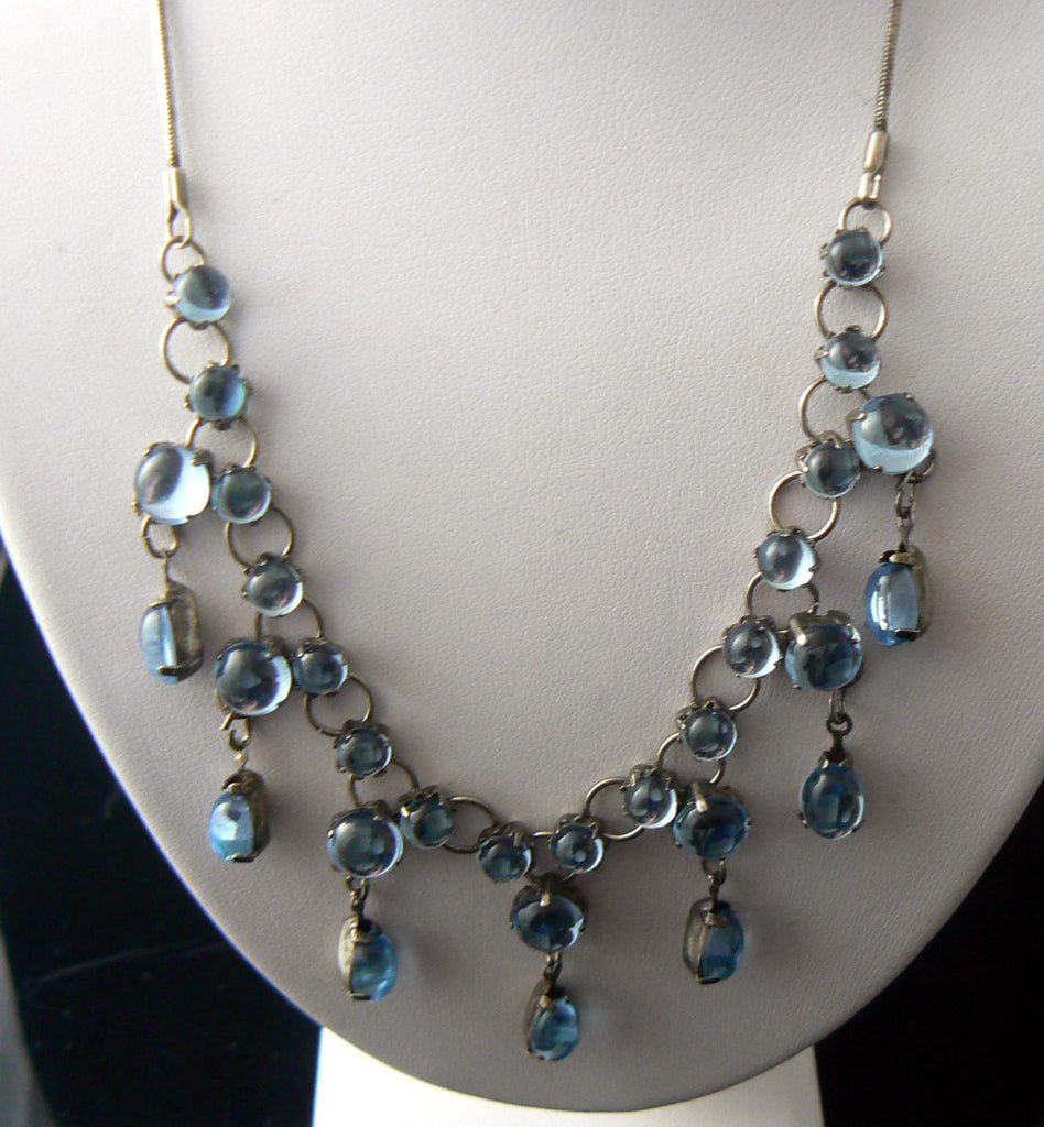 Vintage Dangling Blue Lucite Collar Necklace
