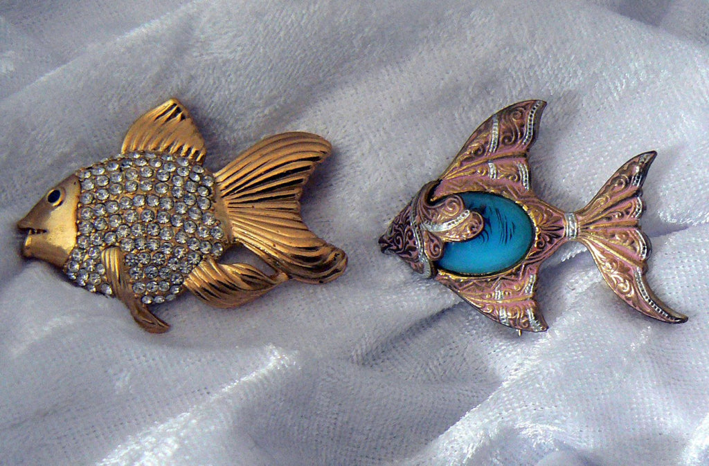 2 Vintage Fish Brooches