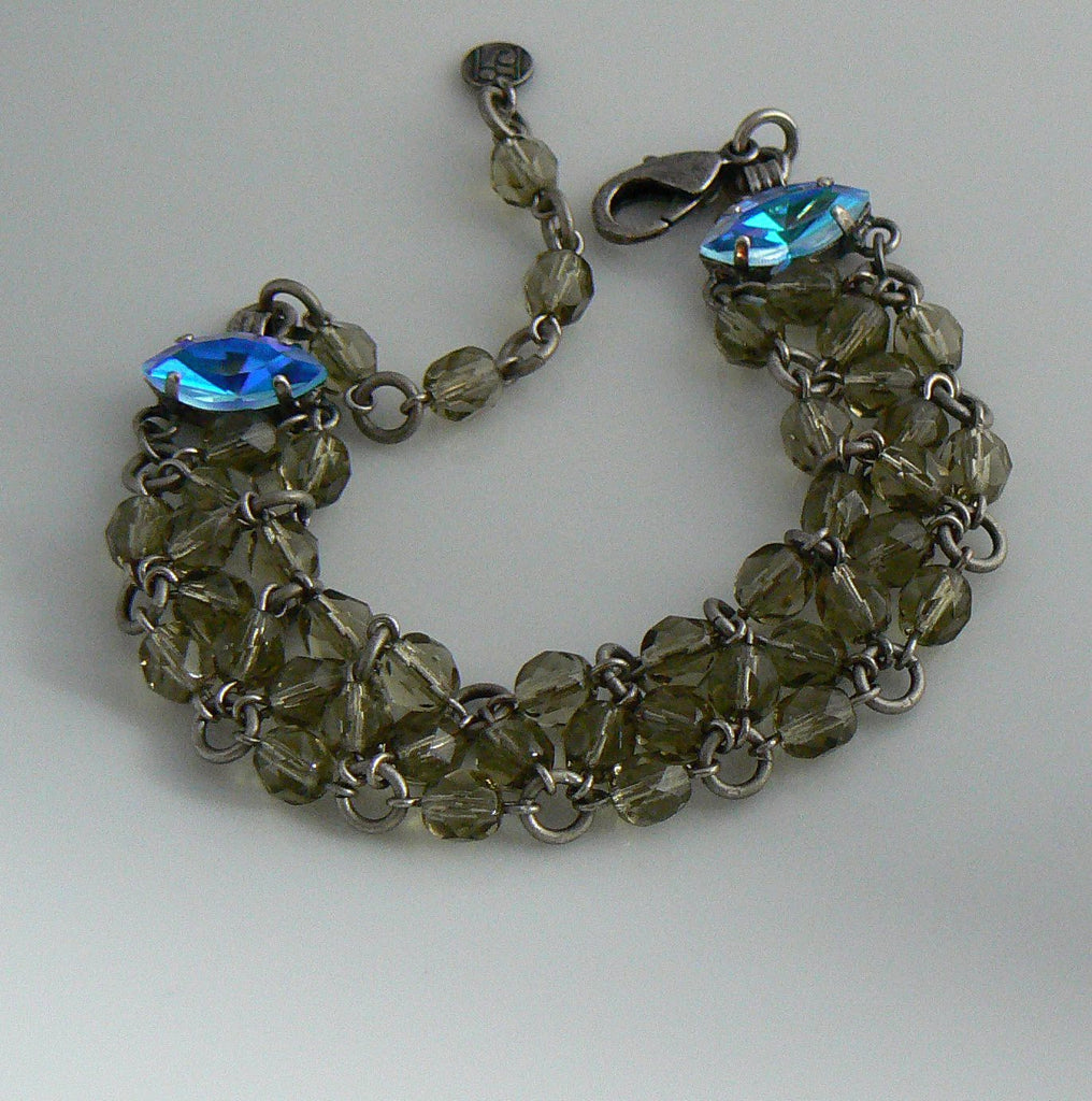 Gray Glass Crystal Czech Bracelet - Vintage Lane Jewelry