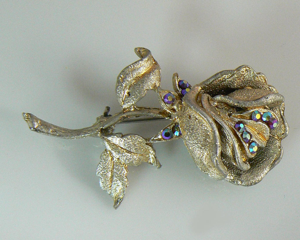Vintage Ab Rose Brooch