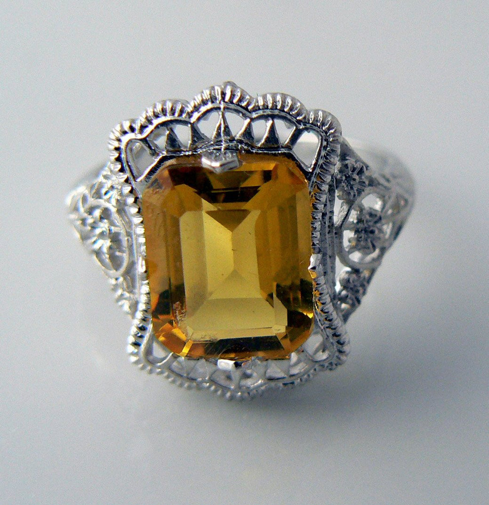 Sterling 3 Carat Citrine Victorian Ring