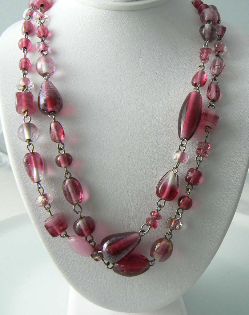 Vintage 2 Strand Purple Givre Murano Glass Necklace - Vintage Lane Jewelry