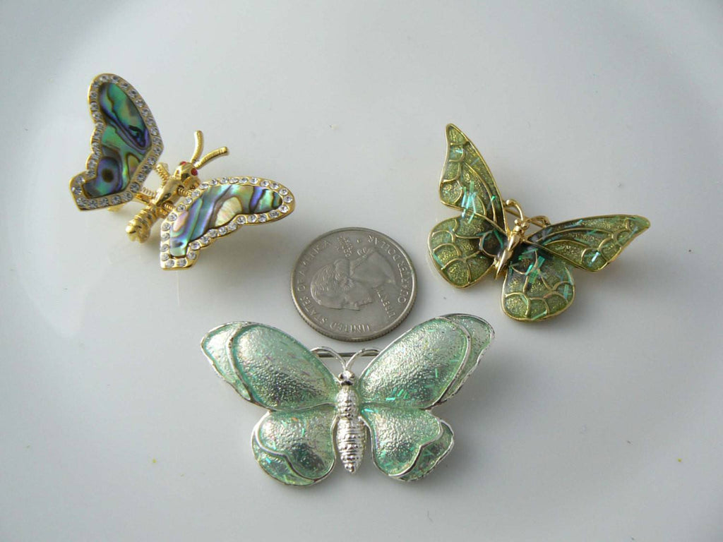 3 Vintage Butterfly Pins
