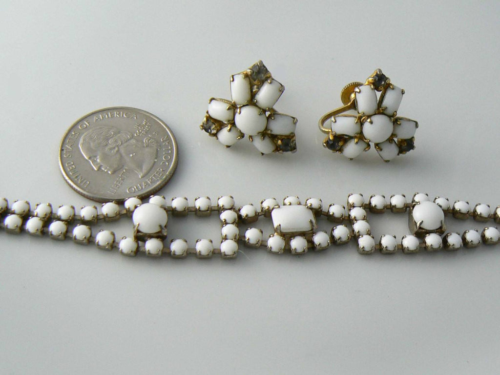 Milk Glass Bracelet And Earrings