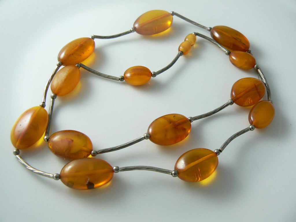Vintage Greek Lucite Amber Necklace