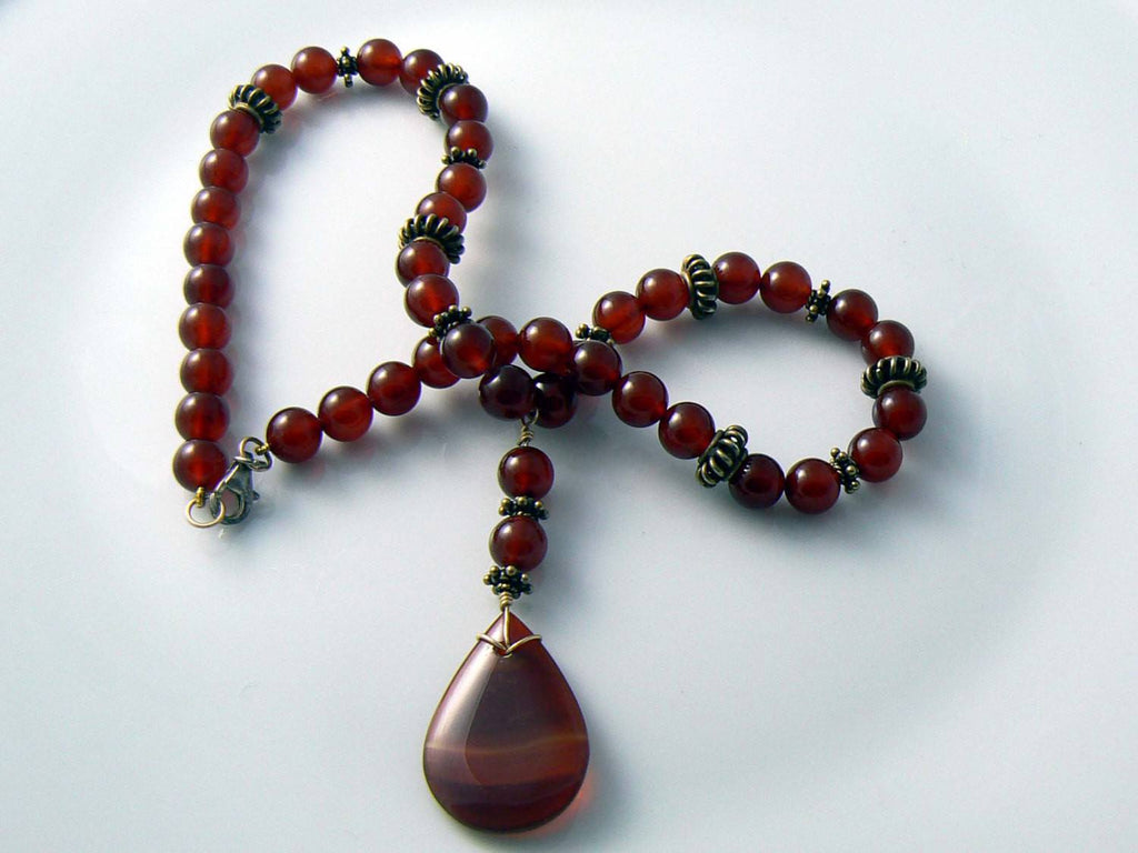Carnelian Stone Sterling Necklace