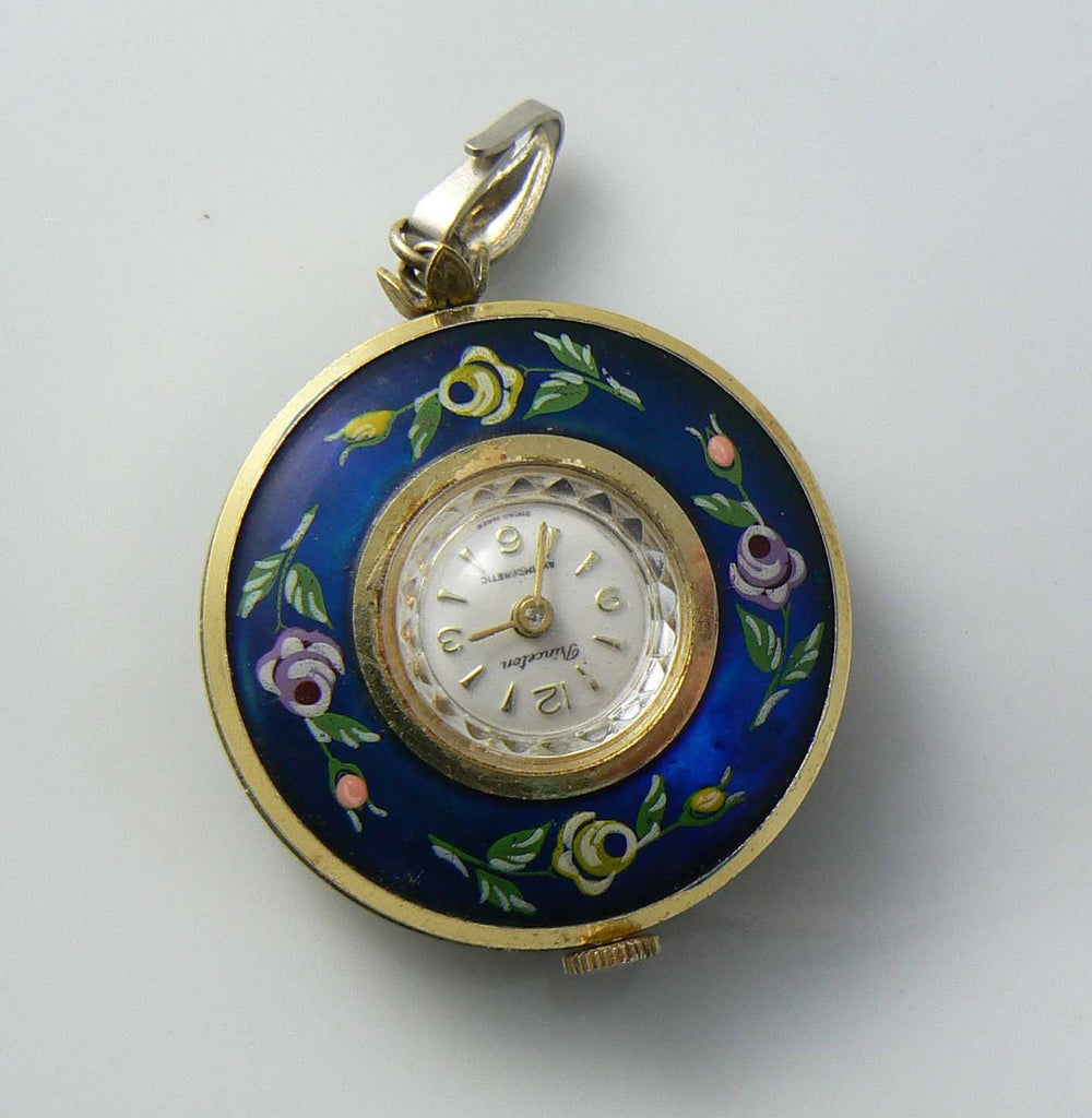 Vintage Princeton hand painted double sided Swiss pendant watch