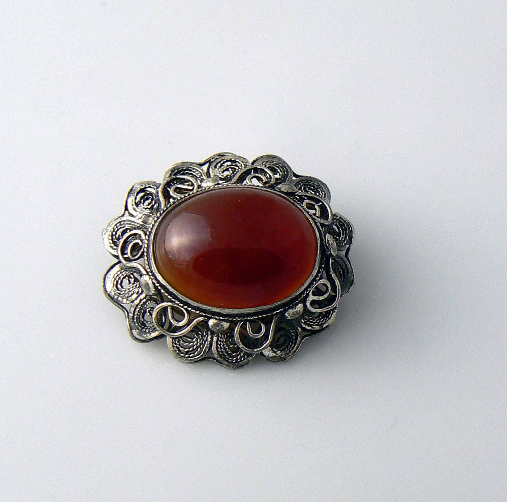 Sterling Glass Brooch