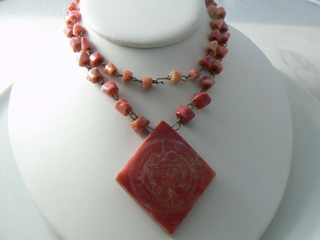 Stone Coral Etched Long Necklace - Vintage Lane Jewelry