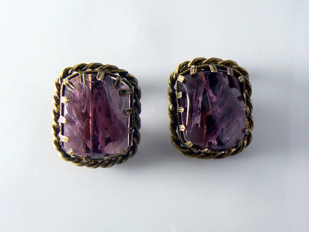 Vintage Amethyst Glass Earrings