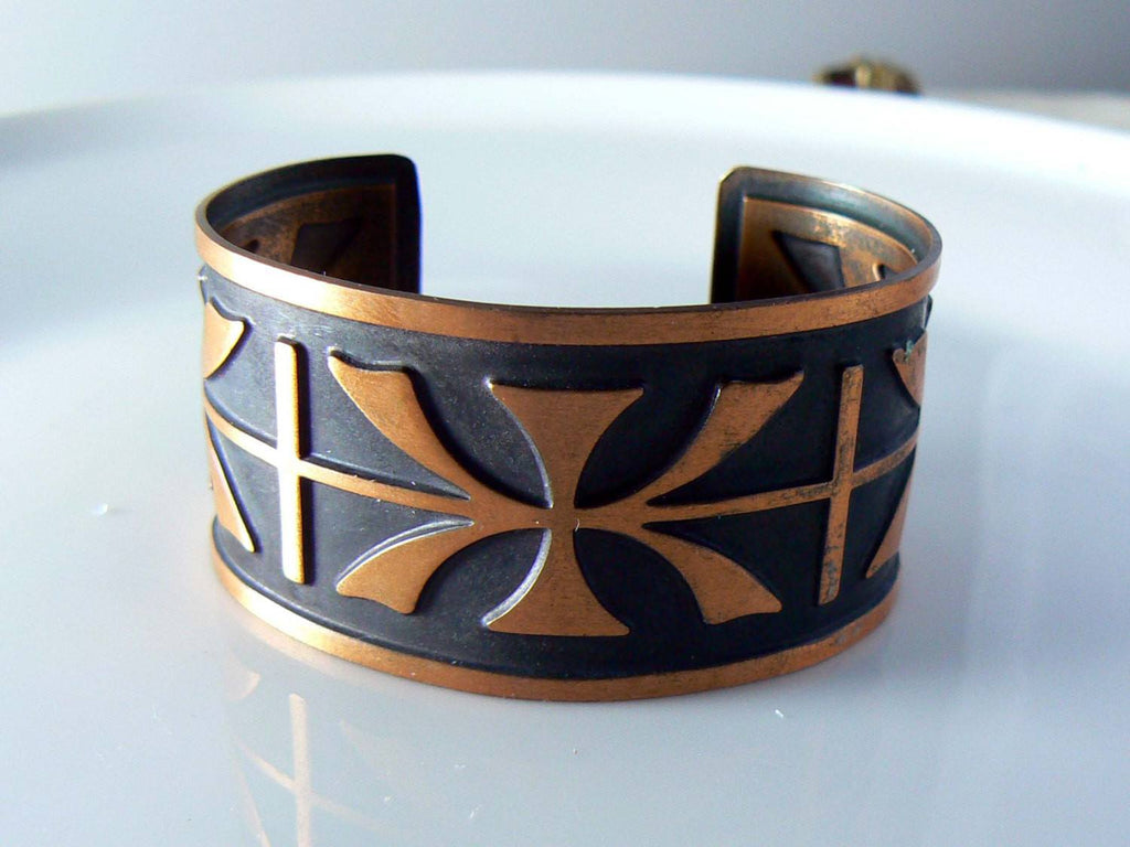 Solid Copper Mayan Cuff Bracelet