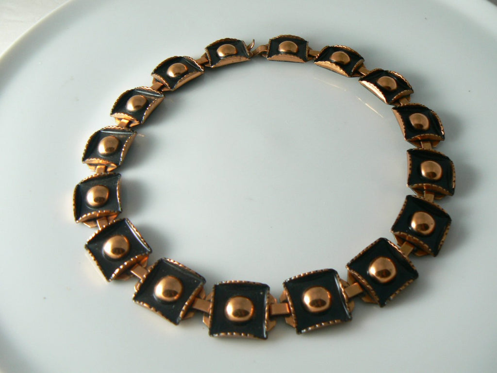 Vintage Renoir Matisse Wide Copper & Black Necklace