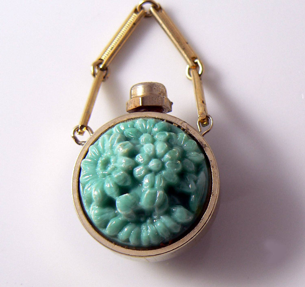 Unique Teal Composite Vintage Perfume Pendant