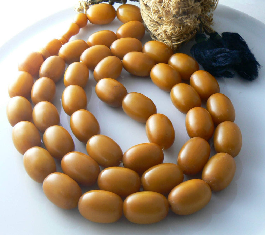 Antique Butterscotch Bakelite Amber Olive African Prayer Beads