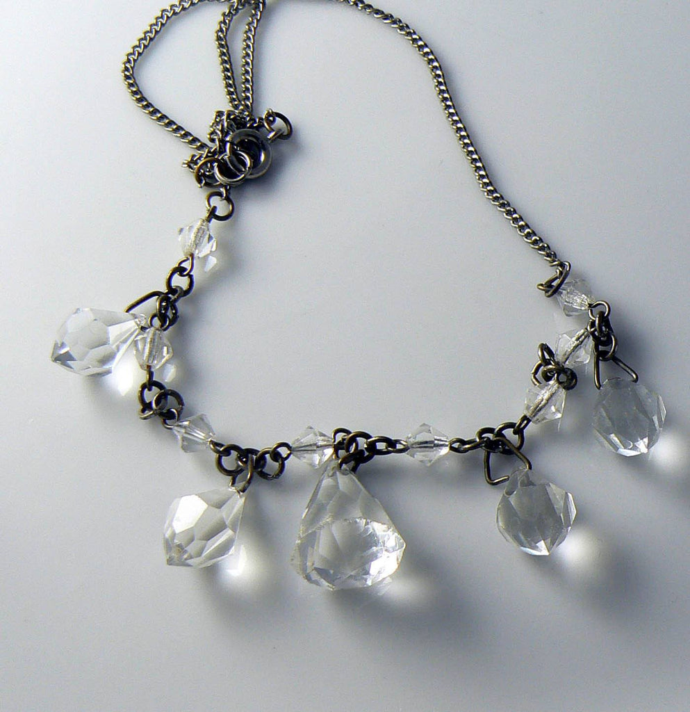 Art Deco Clear Faceted Glass Necklace