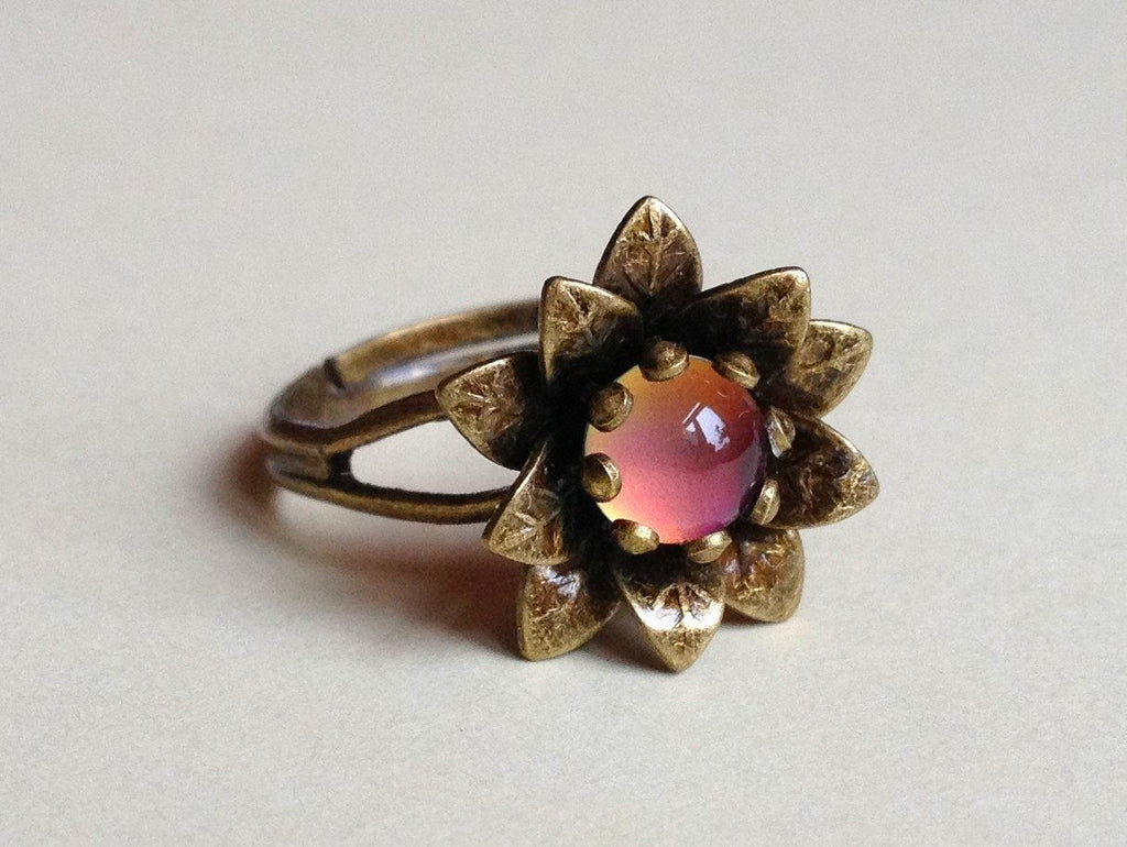 Antique finish flower mood ring - Vintage Lane Jewelry