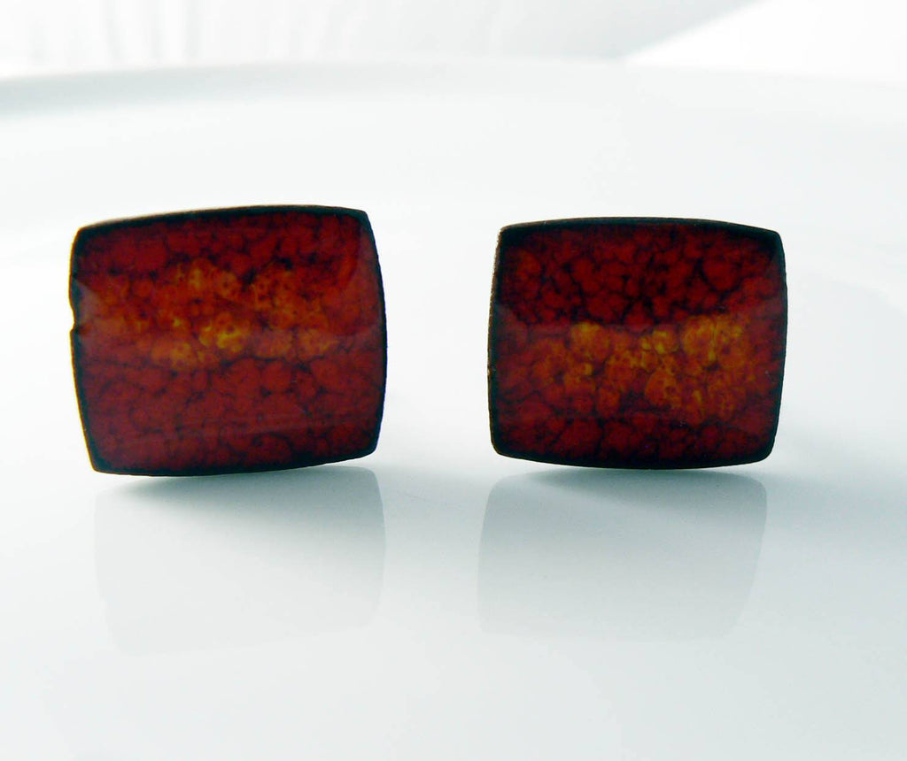 Danmark Brondsted Vintage Red Lava Metal Cufflinks - Vintage Lane Jewelry