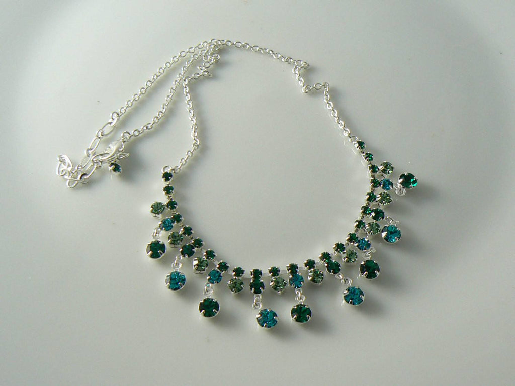 Vintage Blue And Green Crystal Necklace