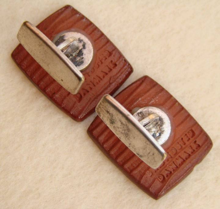 Danmark Brondsted Vintage Red Lava Metal Cufflinks - Vintage Lane Jewelry